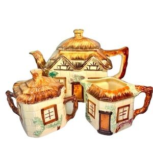 Vintage Keele St Pottery Cottageware Teapot Sugar Cream Staffordshire England